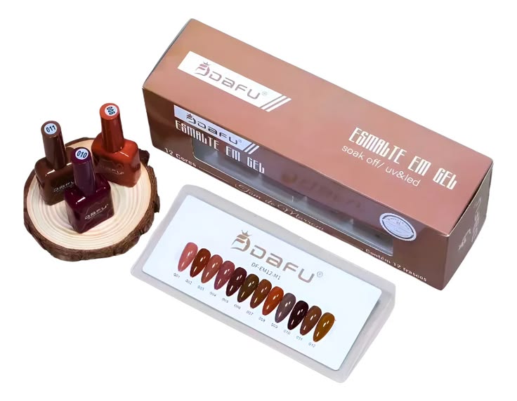 Kit Coleção 12 Esmaltes Gel Dafu UV/LED Tons de Marrom