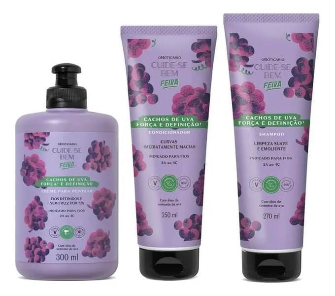 Kit Cuide-se Bem Cachos de Uva Shampoo + Condicionador + Creme de Pentear